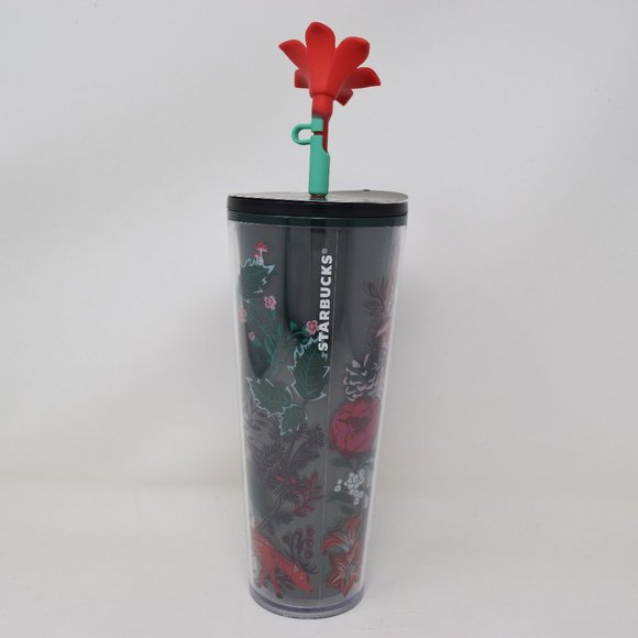 Starbucks Holiday 2022 Poinsettia Venti Tumbler Flower Straw Topper Rosette New - Picture 5 of 15